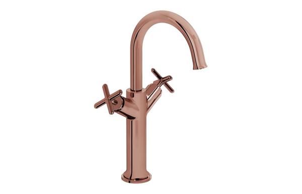 VitrA Origin Classic Tall Basin Mixer (Cross Handles) - Soft Copper